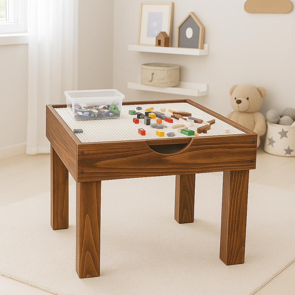 Click Craft 2-in-1 Wooden Kids Play Table – Compatible with LEGO® Bricks & Drawing (55×55 cm)