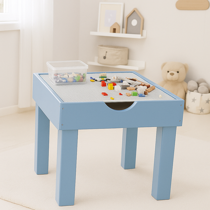 Click Craft 2-in-1 Wooden Kids Play Table – Compatible with LEGO® Bricks & Drawing (55×55 cm)